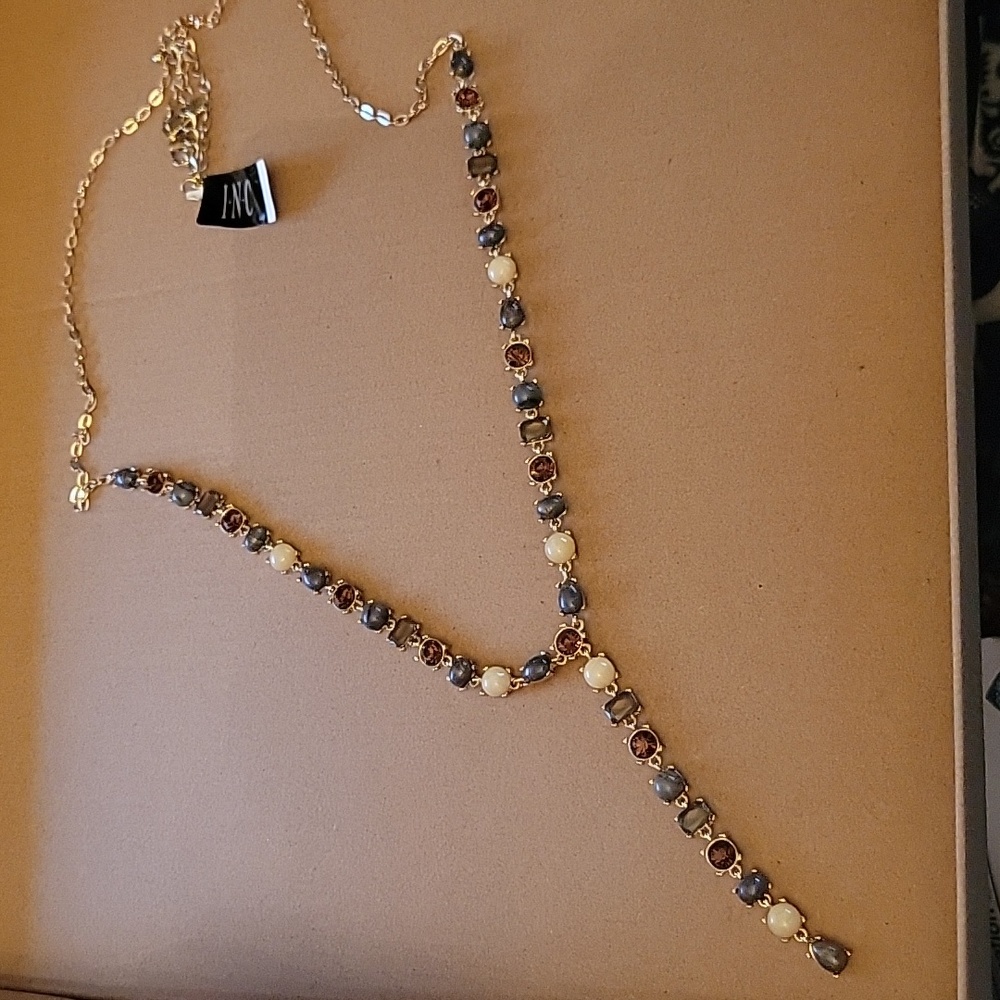 INC multi stone Y necklace
